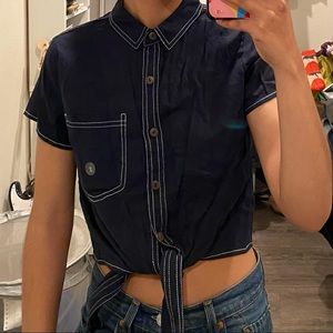 Denim style button crop top